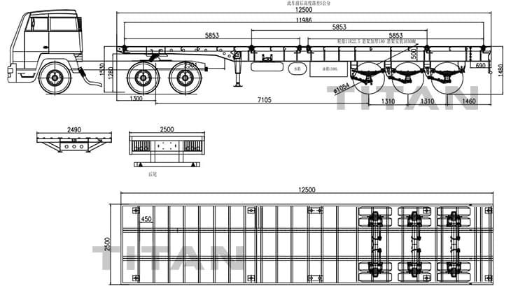 Tri Axle Flat Deck Top Semi Trailers for Sale Price Manufacturers