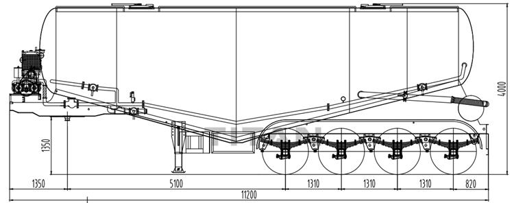 4 Axle 40m3 Bulker Powder Cement Tanker Transport Truck Trailer for Sale Manufacturer
