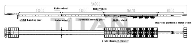 TITAN Wind Turbine Blade Trailer for GE Windmill Turbine Blade Transport